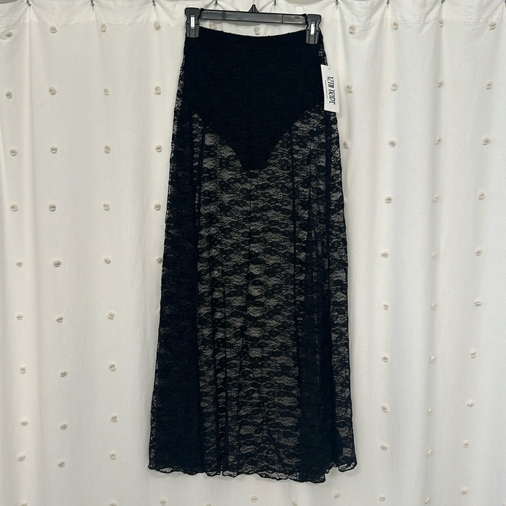 12th Tribe black lace skirt